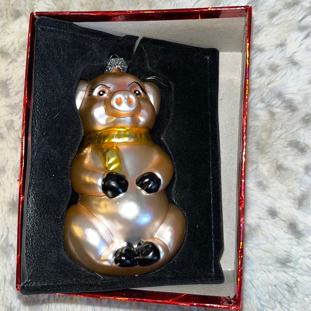 Vintage Christmas Ornament Piggy Never Used